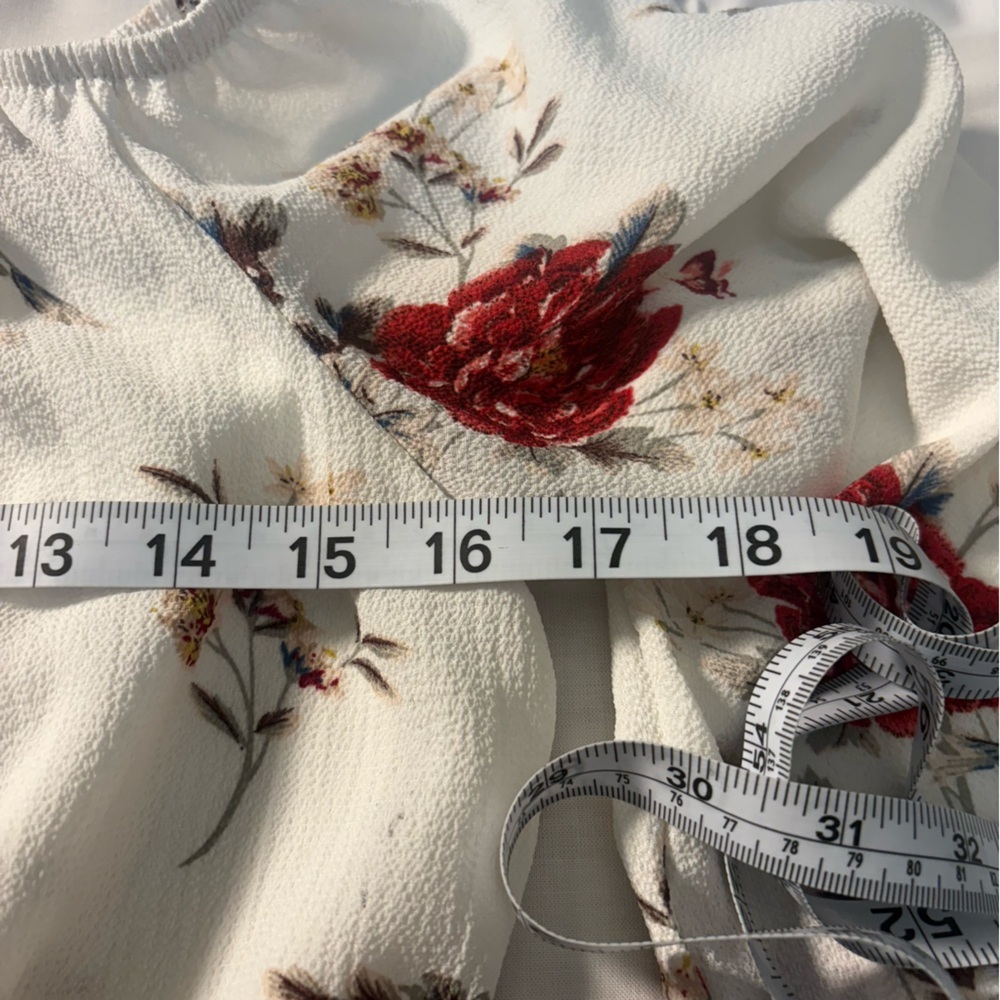 Romwe Cottagecore Off Shoulder Floral Dress Peasant Boho Mini Ivory M - Picture 6 of 11